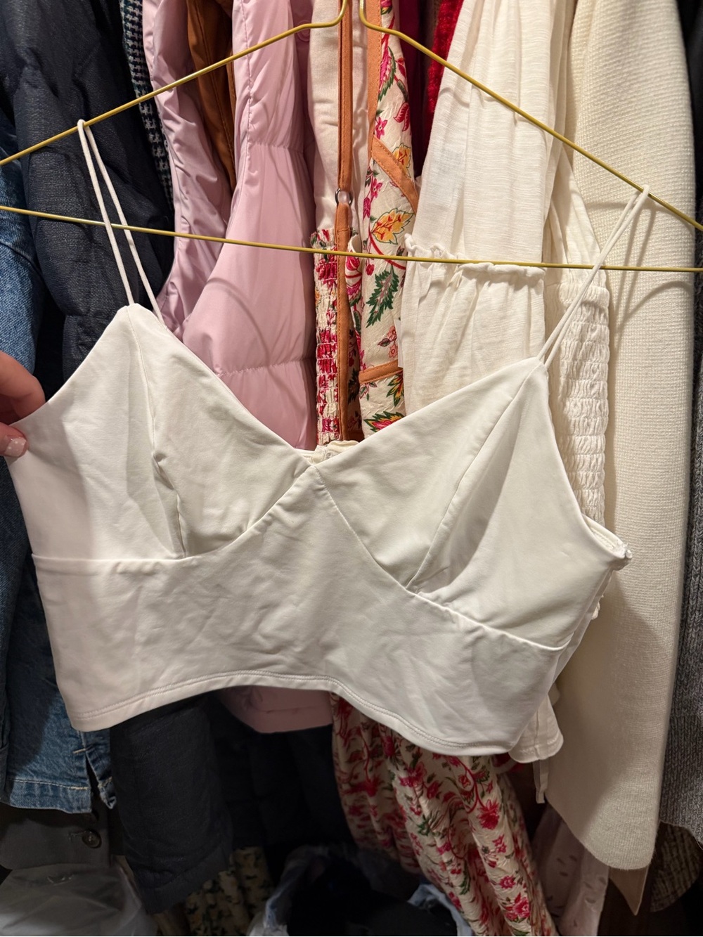 Garage White Cropped Bralette - Lightweight Spaghetti Strap